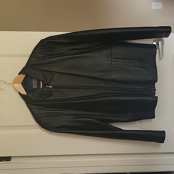 Men's Black Leather Jacket, Size L - Picture 1 of 5